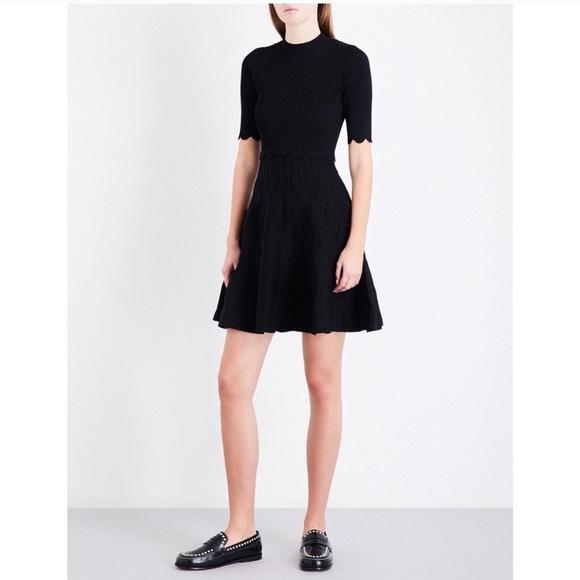 Sandro Ange Scalloped A-line knit dress - Picture 3 of 7